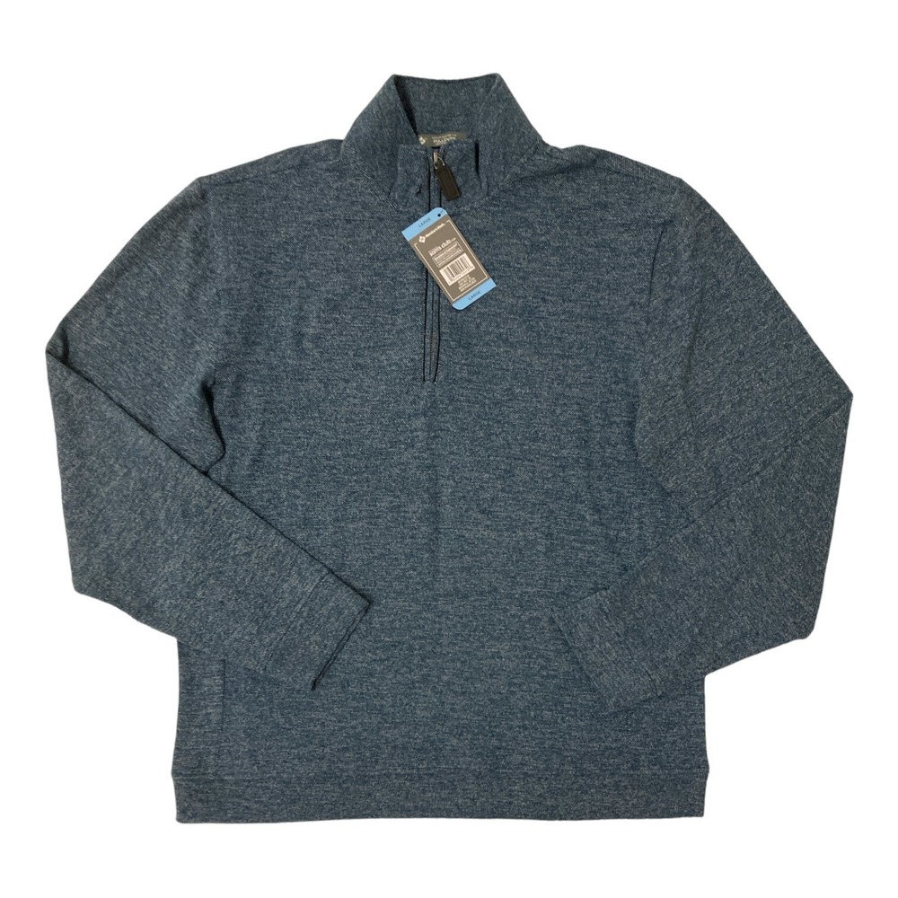 NWT Member's Mark Men's Classic Fit Stretch Quarter Zip Pullover Blue Cove Small